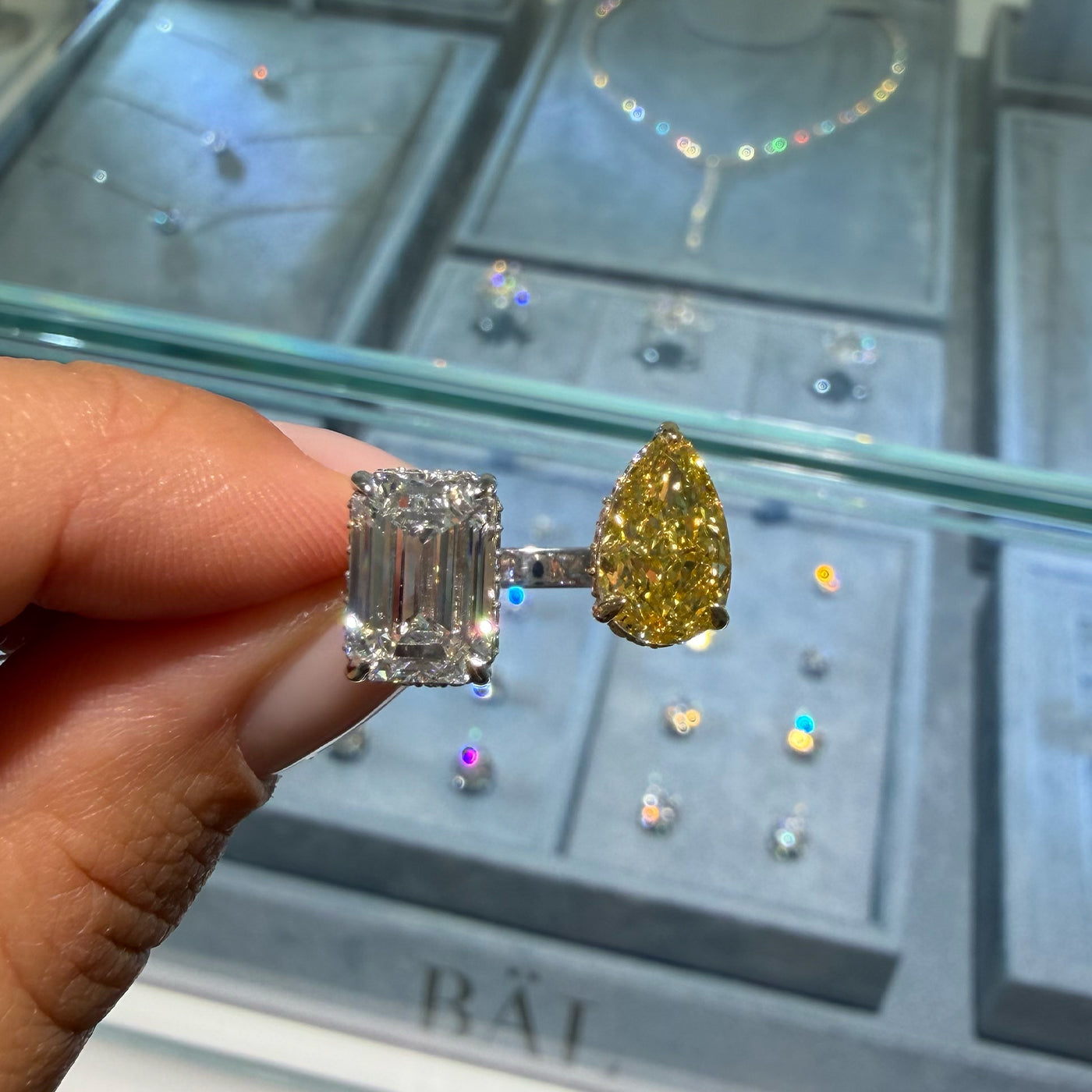 2.08ct Pear - Emerald Lab Diamonds Toi & Moi Ring