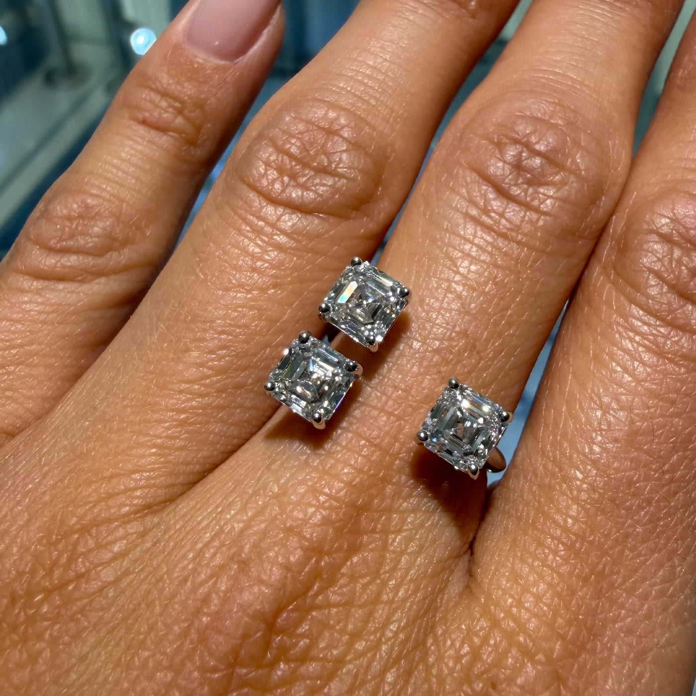 3.09ct Asscher Lab Diamonds Open Ring