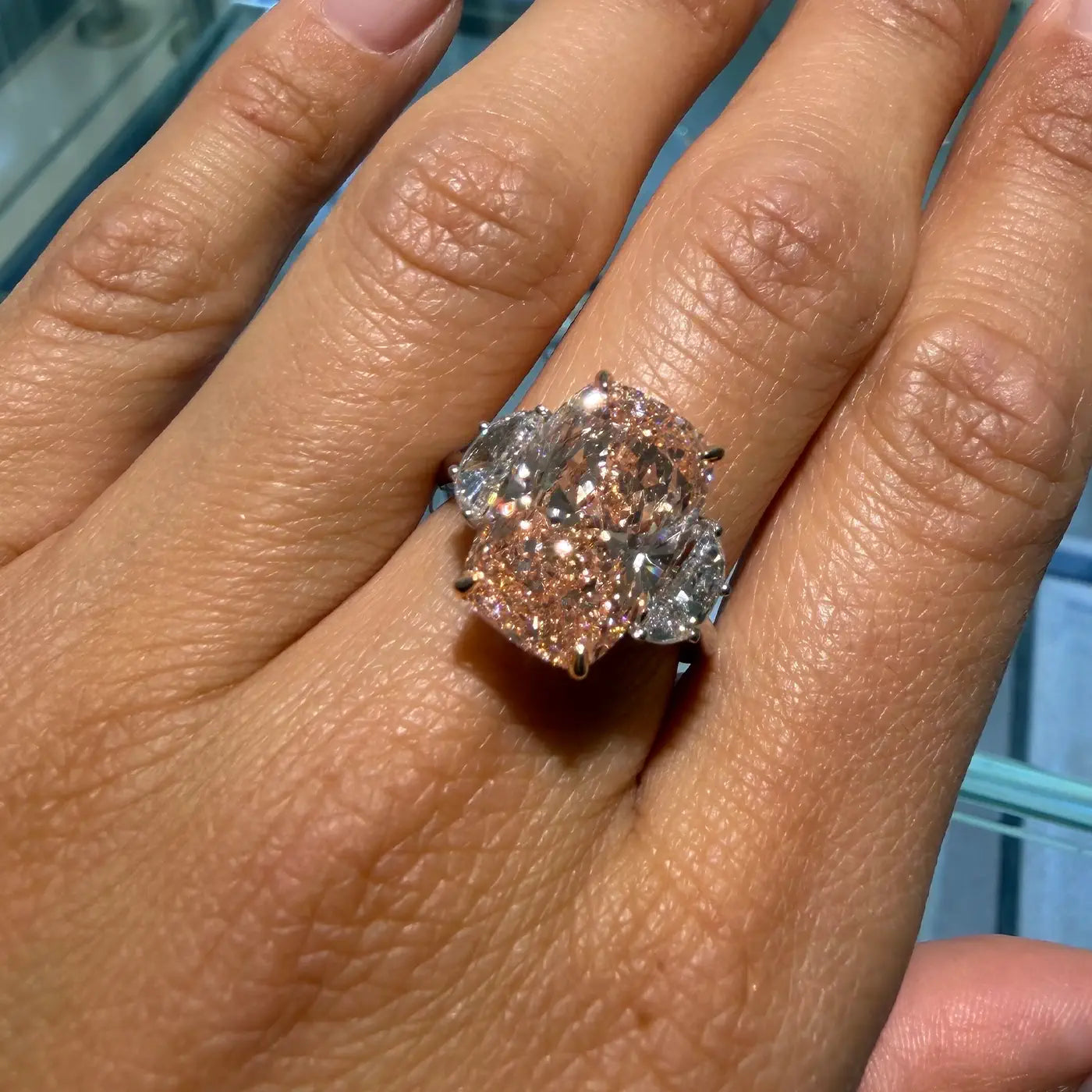 8.02ct Fancy Vivid Pink Cushion Lab Diamond Classic Trilogy