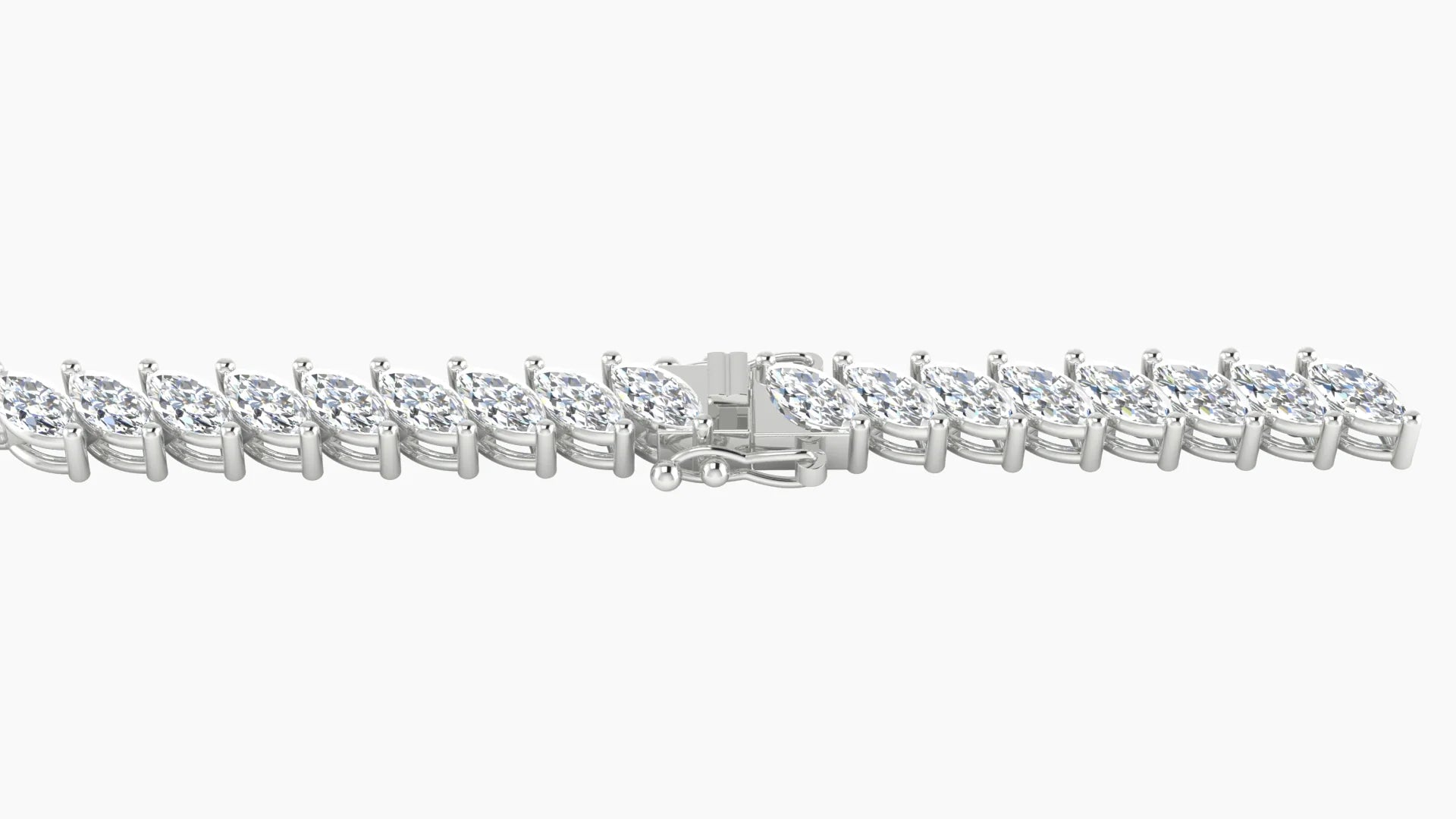Angled Prong Setting | 18k White Gold 4 x 2 mm White Lab Diamond Marquise Tennis Bracelet