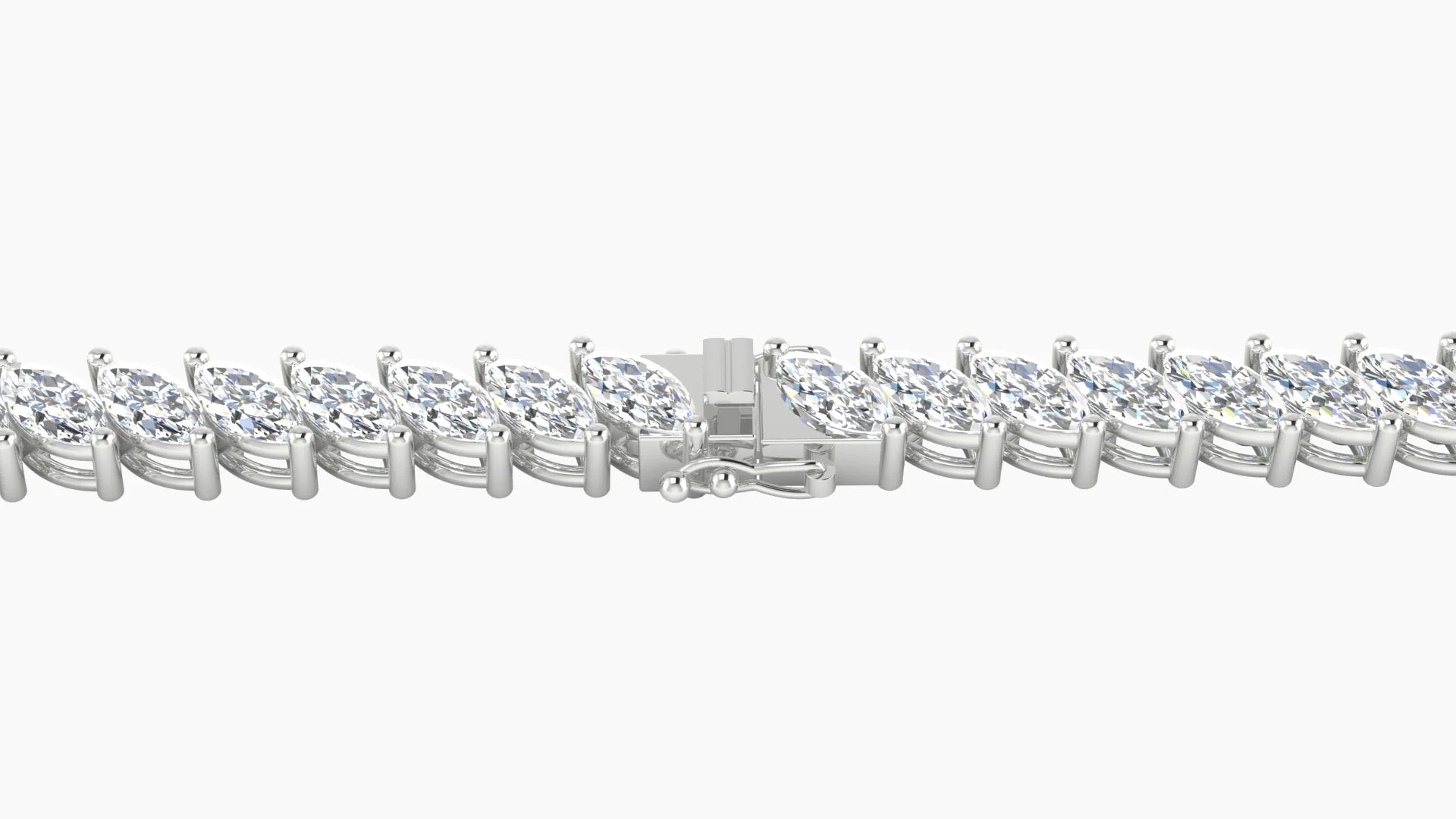 Angled Prong Setting | 18k White Gold 5 x 2.5 mm White Lab Diamond Marquise Tennis Bracelet