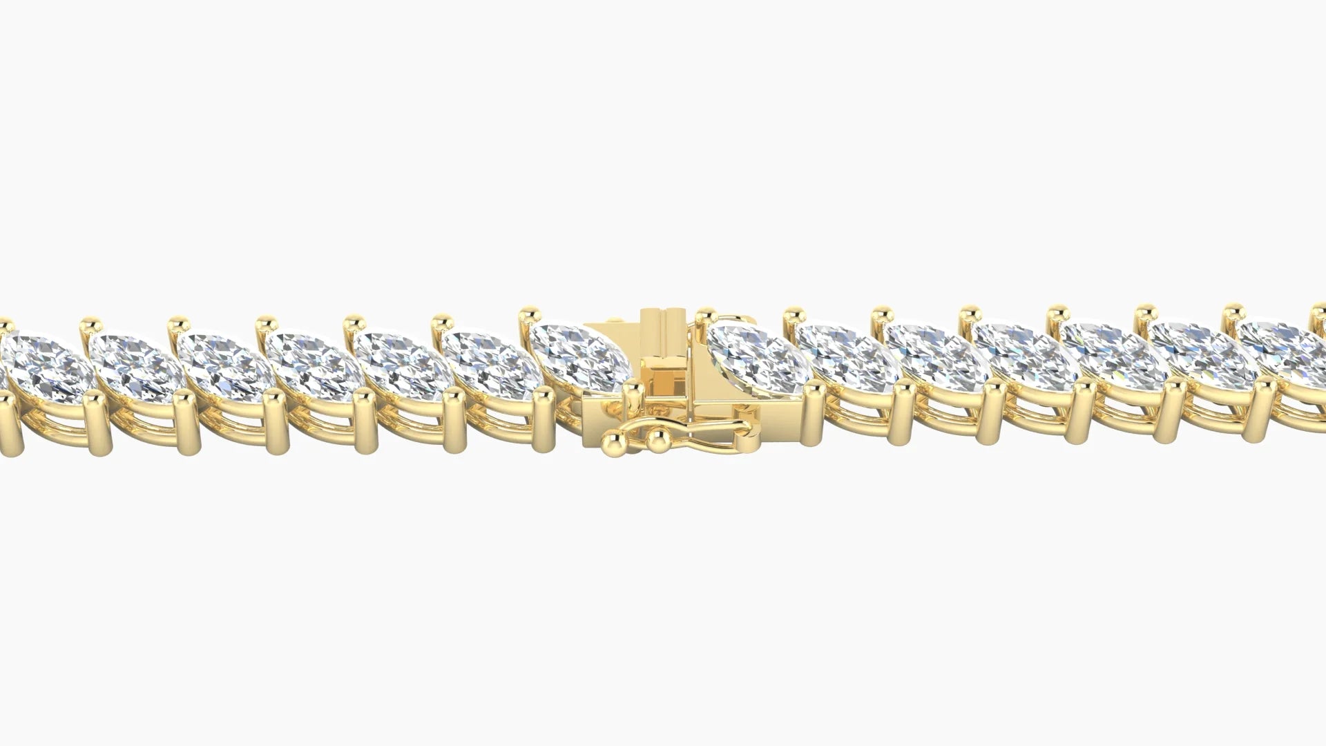 Angled Prong Setting | 18k Yellow Gold 5 x 2.5 mm White Lab Diamond Marquise Tennis Bracelet