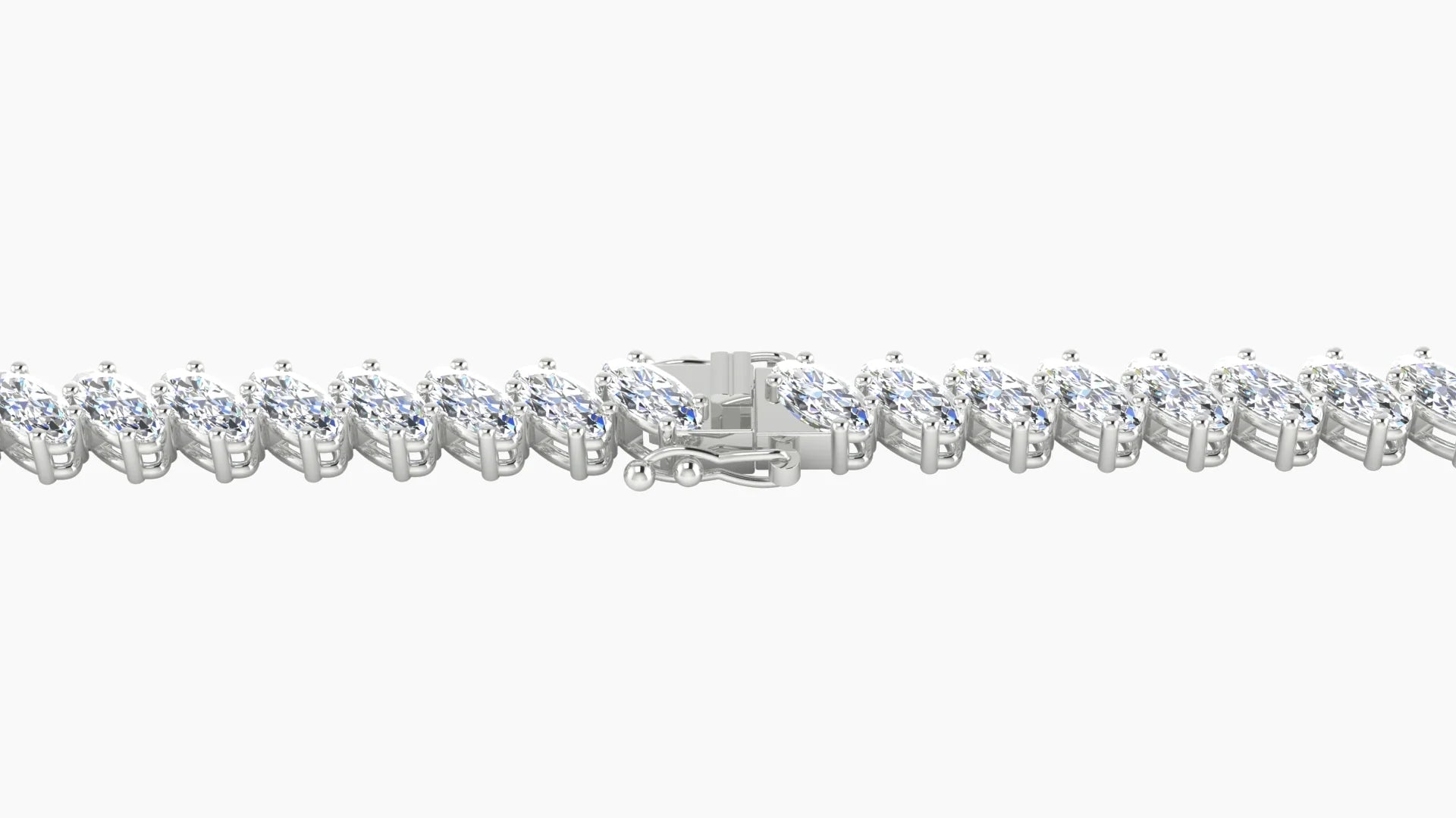Angled Prong Setting | 18k White Gold 4 x 2 mm White Lab Diamond Oval Tennis Bracelet