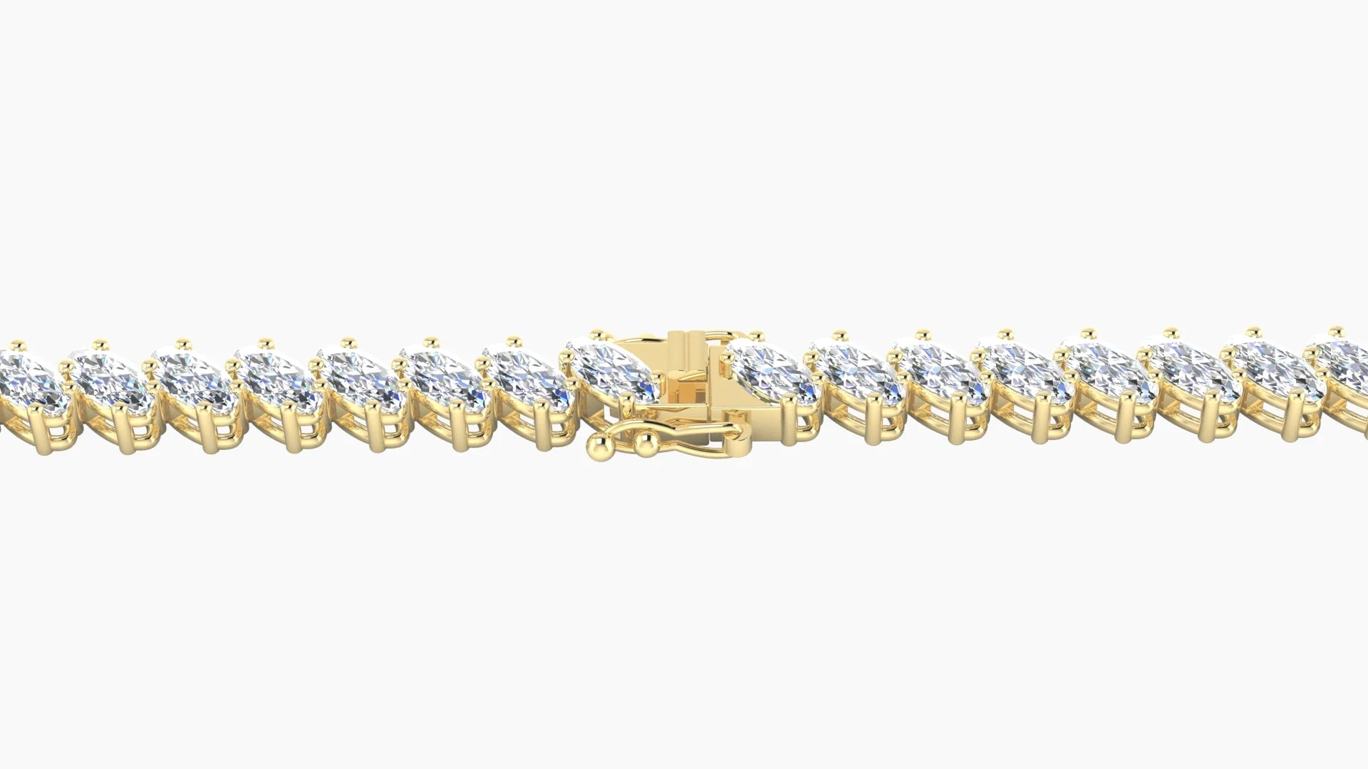 Angled Prong Setting | 18k Yellow Gold 4 x 2 mm White Lab Diamond Oval Tennis Bracelet