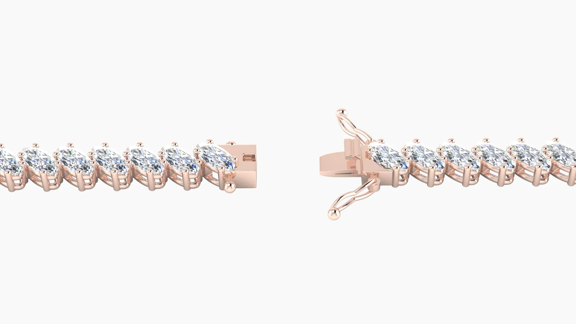 Angled Prong Setting | 18k Rose Gold 4 x 2 mm White Lab Diamond Oval Tennis Bracelet