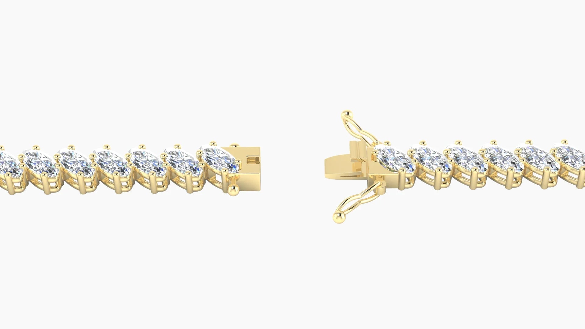 Angled Prong Setting | 18k Yellow Gold 4 x 2 mm White Lab Diamond Oval Tennis Bracelet