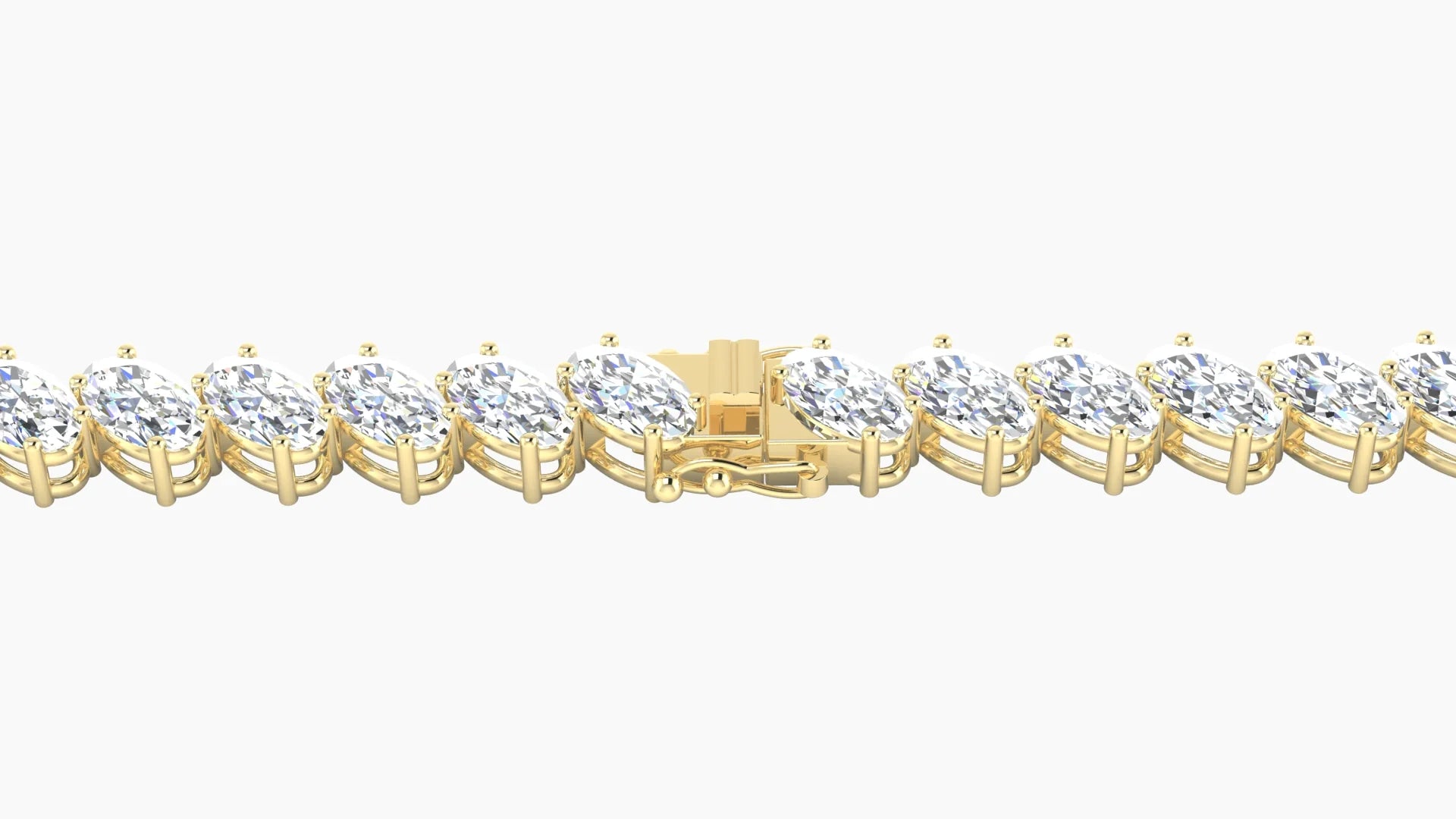 Angled Prong Setting | 18k Yellow Gold 5 x 3 mm White Lab Diamond Oval Tennis Bracelet
