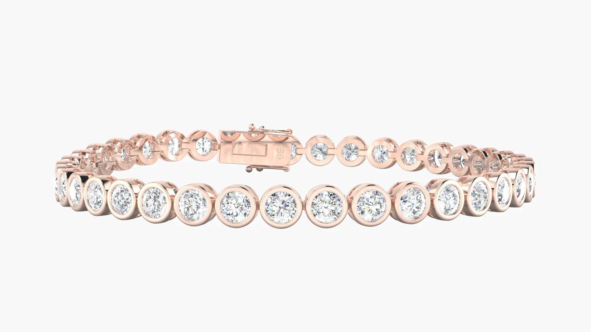 Bezel Setting | 18k Rose Gold 3.4 mm White Lab Diamond Round Tennis Bracelet