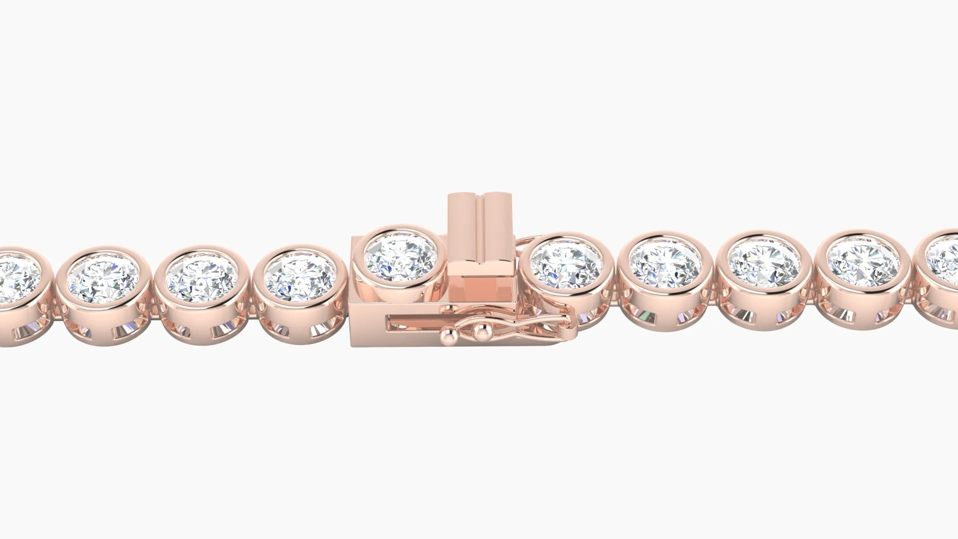 Bezel Setting | 18k Rose Gold 3.4 mm White Lab Diamond Round Tennis Bracelet