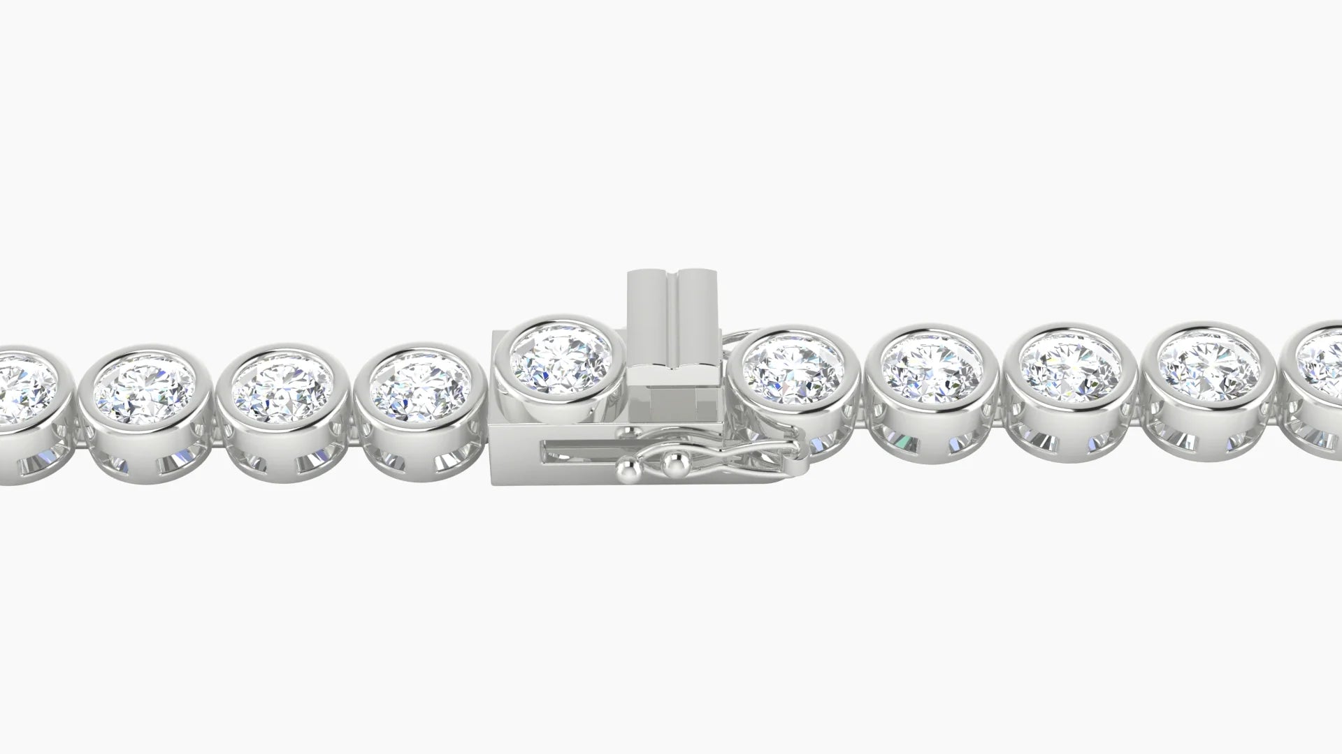 Bezel Setting | 18k White Gold 3.4 mm White Lab Diamond Round Tennis Bracelet