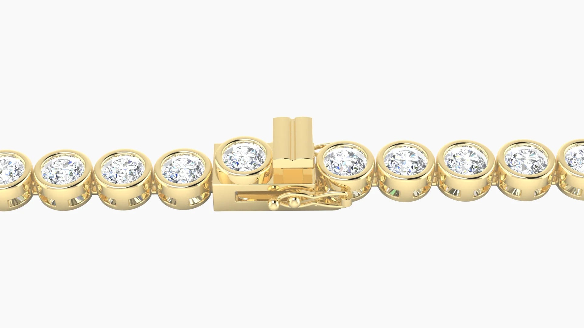 Bezel Setting | 18k Yellow Gold 3.4 mm White Lab Diamond Round Tennis Bracelet