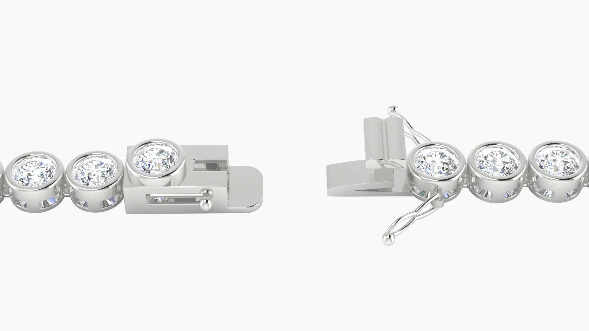 Bezel Setting | 18k White Gold 3.4 mm White Lab Diamond Round Tennis Bracelet