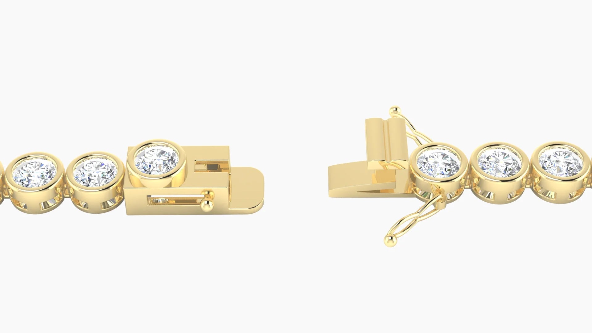 Bezel Setting | 18k Yellow Gold 3.4 mm White Lab Diamond Round Tennis Bracelet