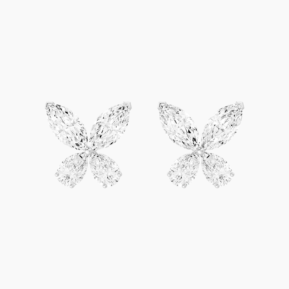 18k White Gold Marquise White Lab Diamond Pear Butterfly Stud Earrings | 4.6 ct total
