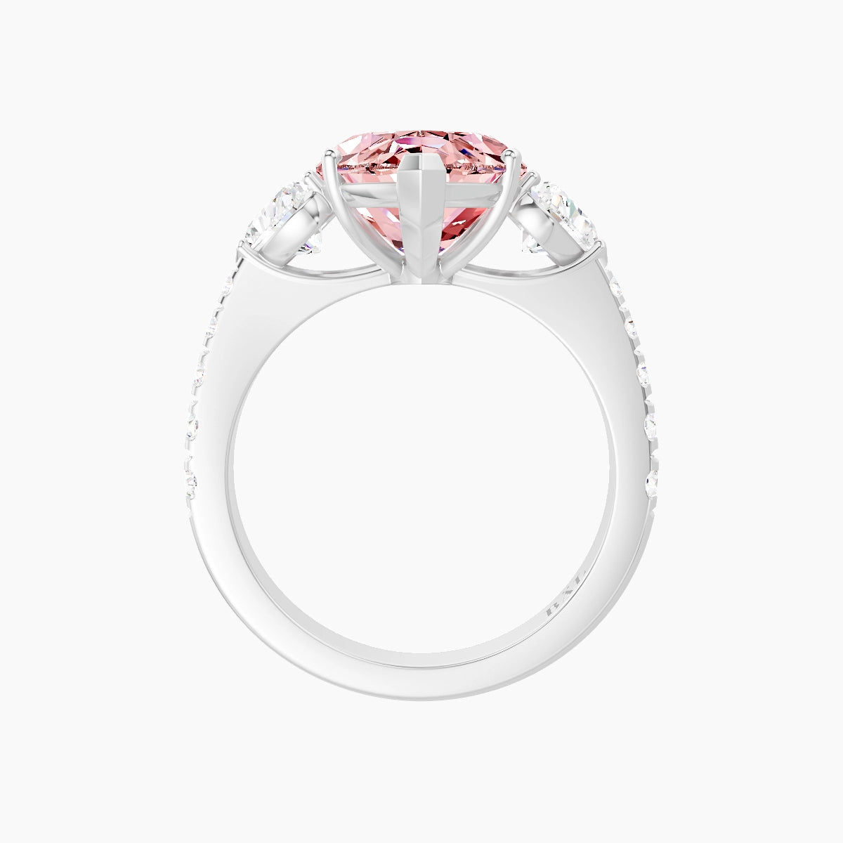 Classic Heart Trilogy with Reverse Shank | 18k White Gold 5 ct Marquise Pink Lab Diamond Ring