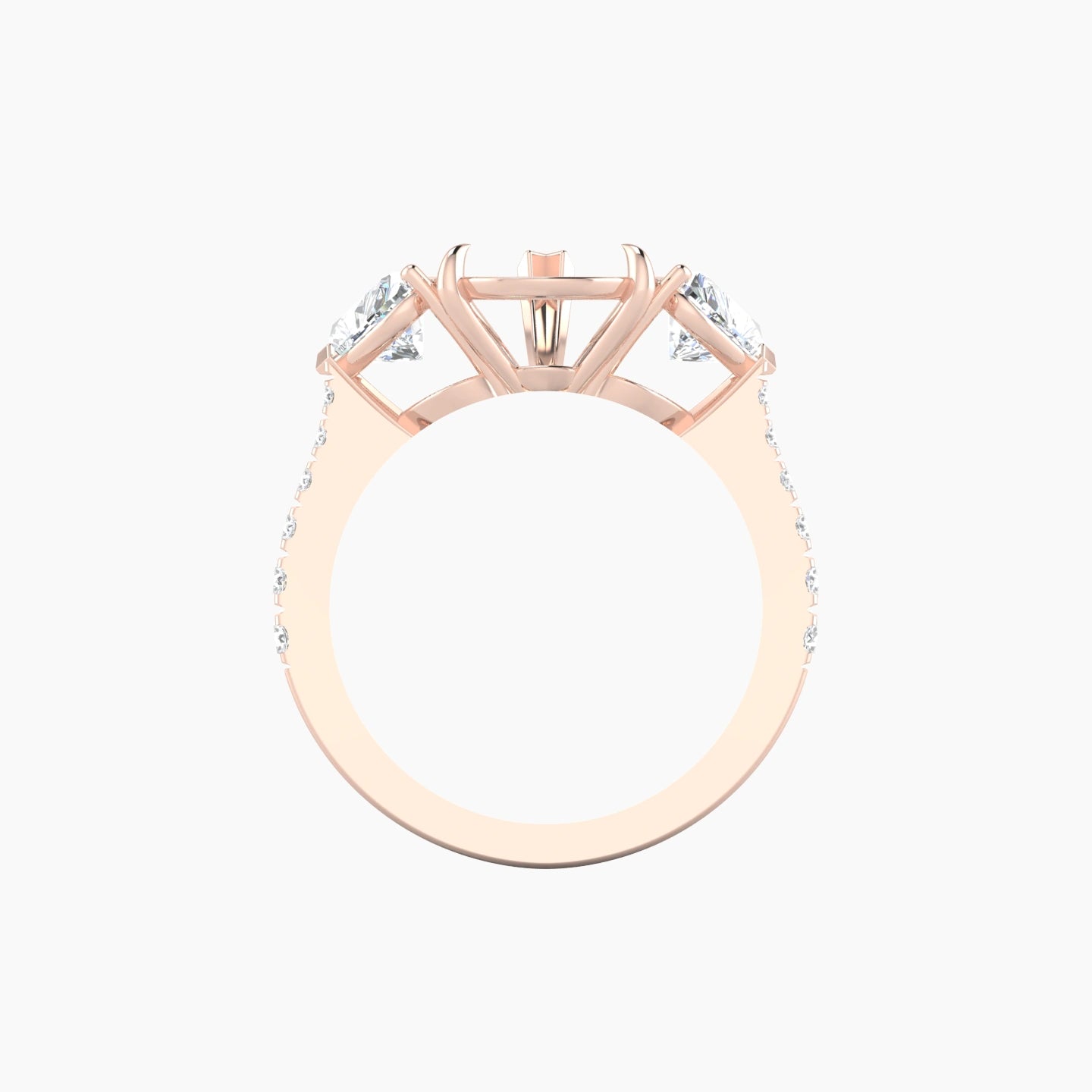 Pear Ring Setting | 18k Rose Gold 5-7.99ct Classic Heart Trilogy with Reverse Shank View 2