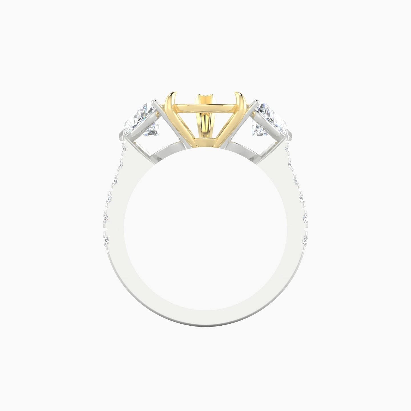 Pear Ring Setting | 18k White & Yellow Gold 5-7.99ct Classic Heart Trilogy with Reverse Shank View 2