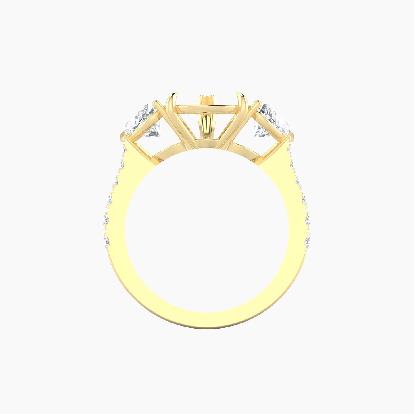 Pear Ring Setting | 18k Yellow Gold 5-7.99ct Classic Heart Trilogy with Reverse Shank View 2