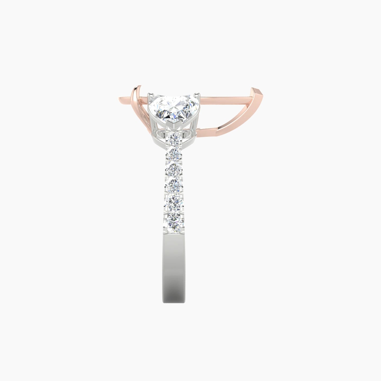 Pear Ring Setting | 18k White & Rose Gold 5-7.99ct Classic Heart Trilogy with Reverse Shank View 3
