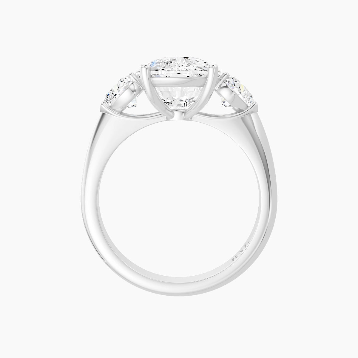 Classic Heart Trilogy | 18k White Gold 5 ct Cushion White Lab Diamond Ring