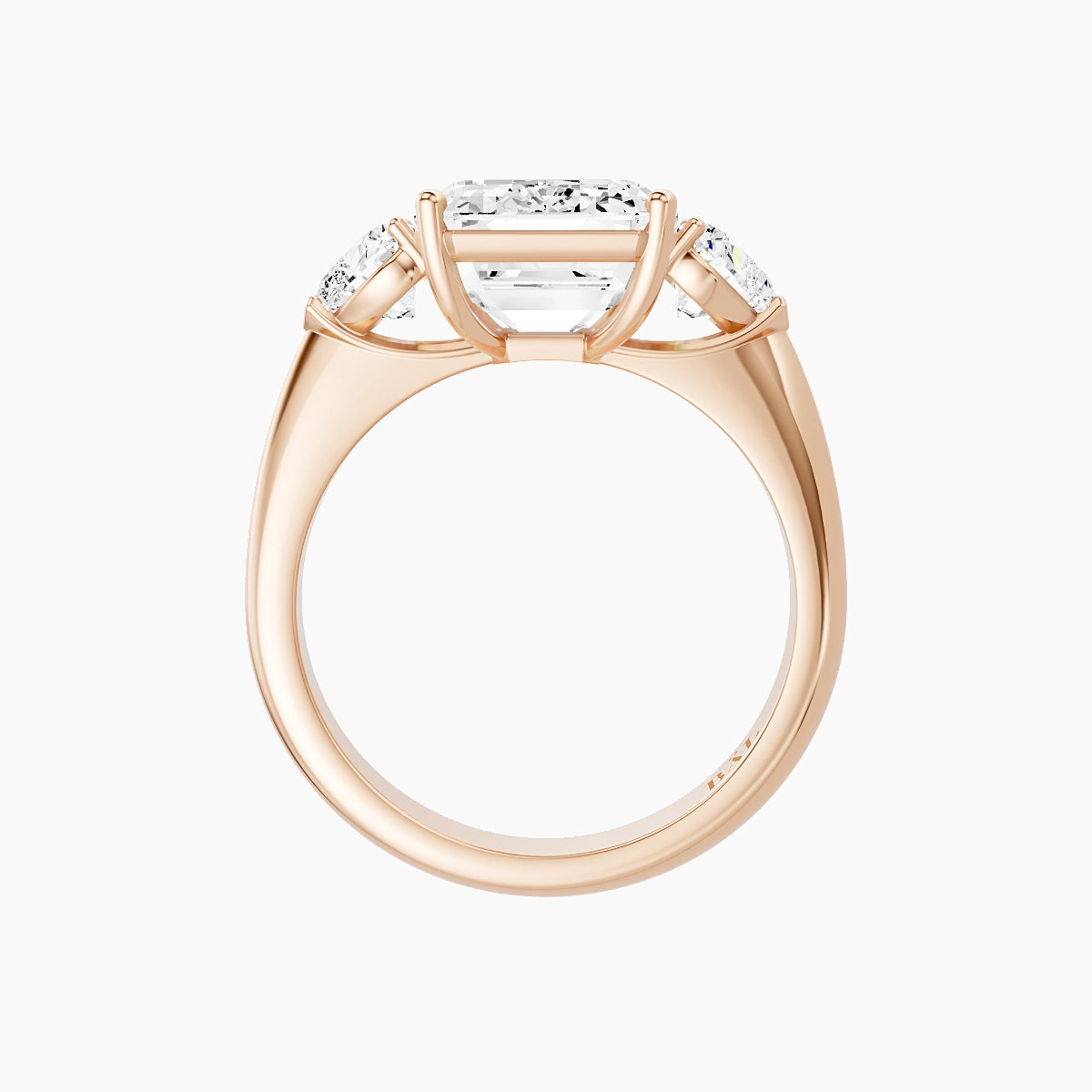 Classic Heart Trilogy | 18k Rose Gold 5 ct Emerald White Lab Diamond Ring
