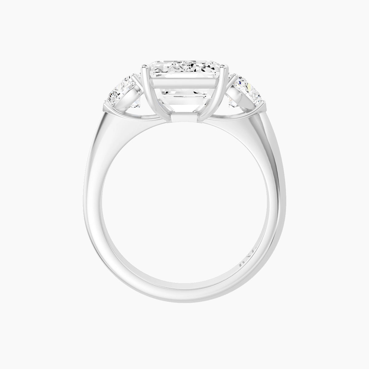 Classic Heart Trilogy | 18k White Gold 5 ct Emerald White Lab Diamond Ring