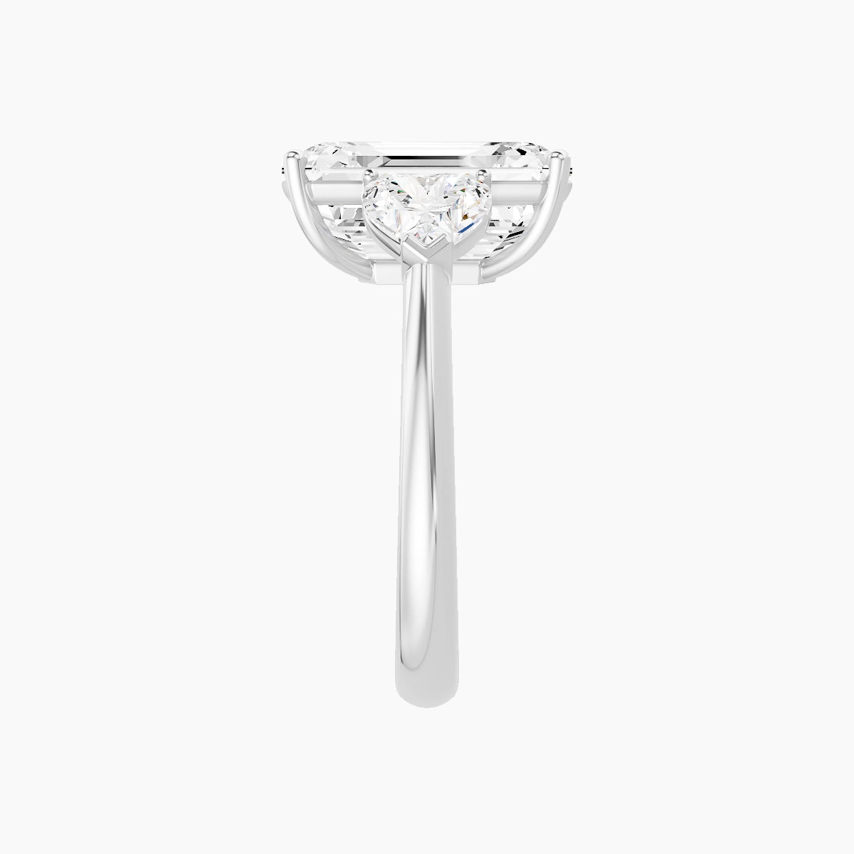 Classic Heart Trilogy | 18k White Gold 5 ct Emerald White Lab Diamond Ring