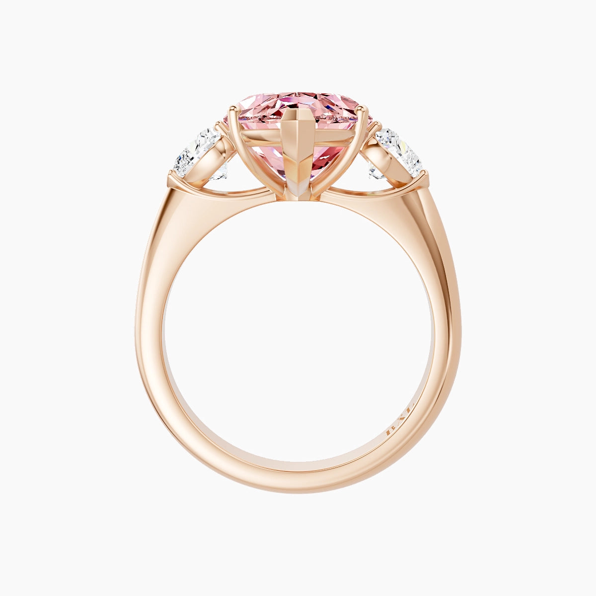 Classic Heart Trilogy | 18k Rose Gold 5 ct Marquise Pink Lab Diamond Ring