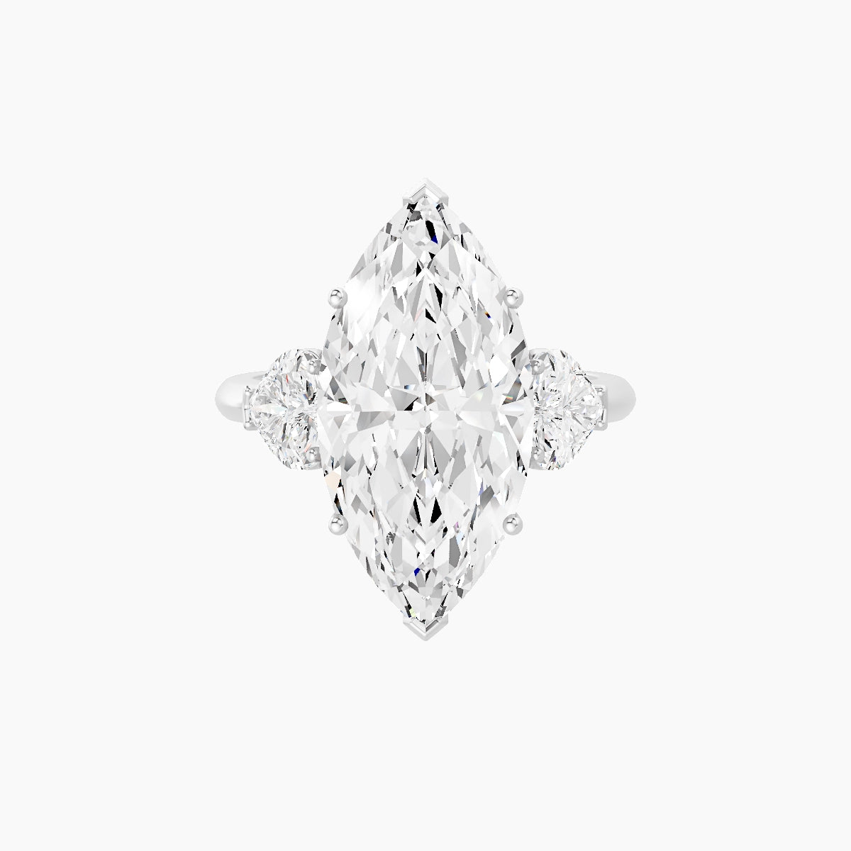 Classic Heart Trilogy | 18k White Gold 5 ct Marquise White Lab Diamond Ring