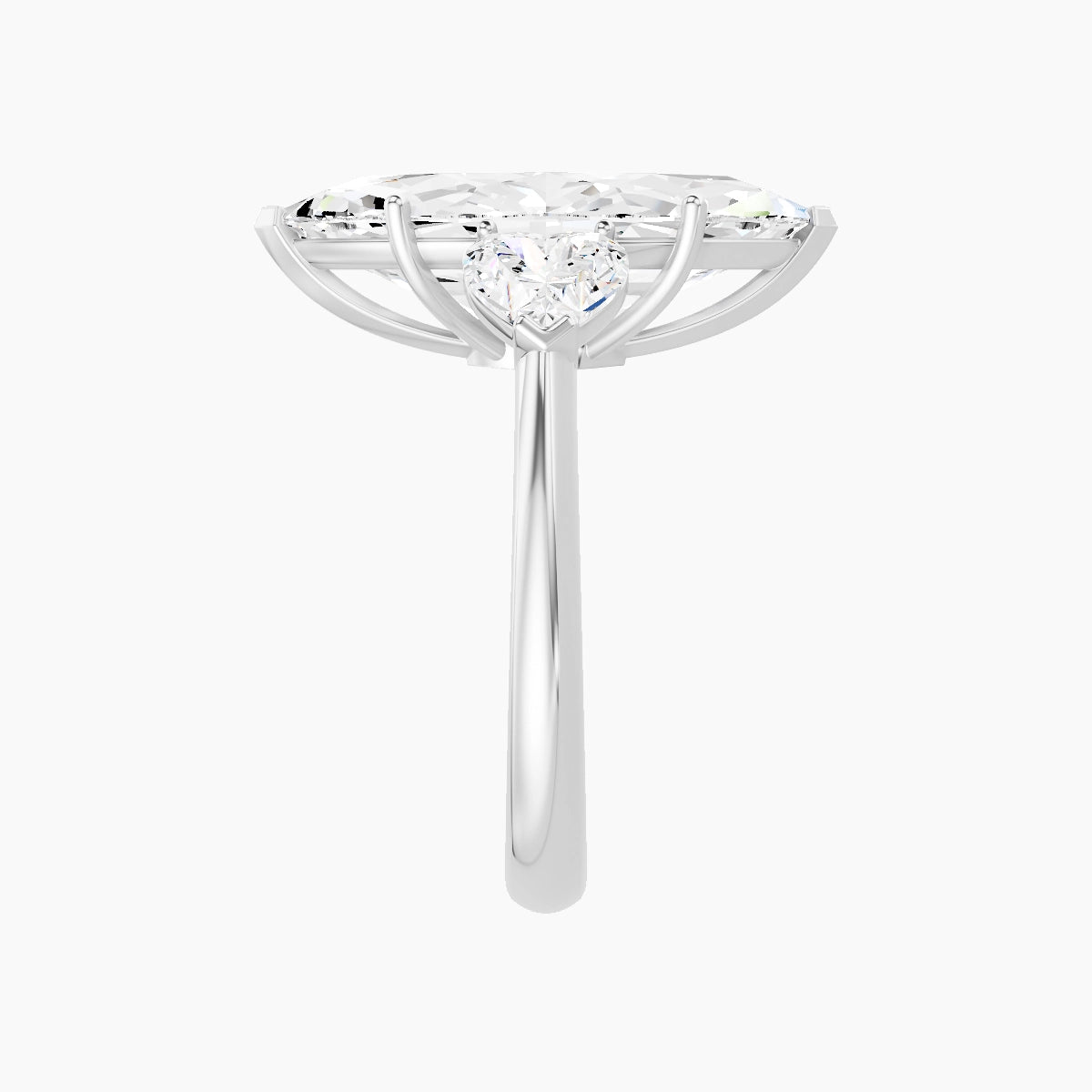 Classic Heart Trilogy | 18k White Gold 5 ct Marquise White Lab Diamond Ring