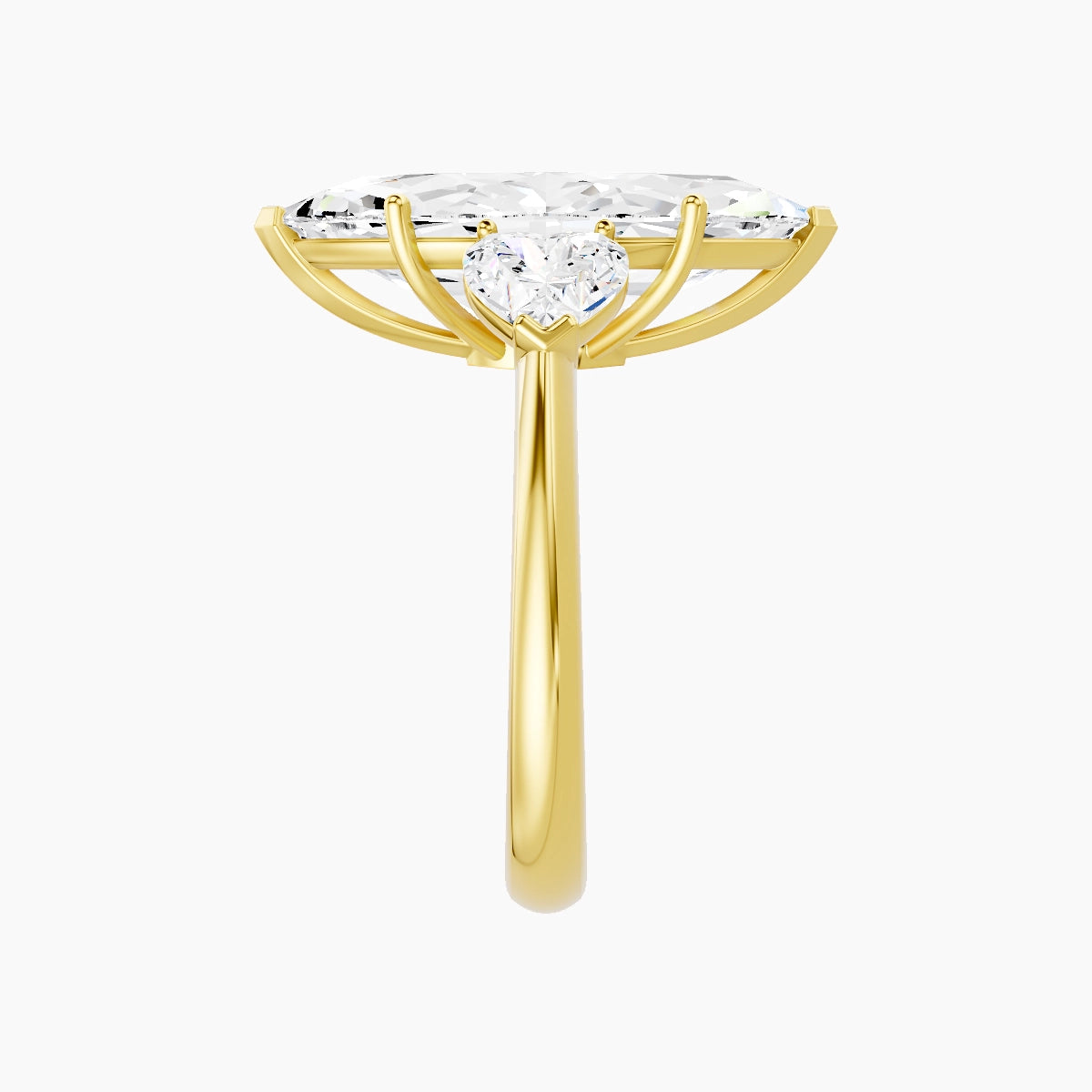 Classic Heart Trilogy | 18k Yellow Gold 5 ct Marquise White Lab Diamond Ring
