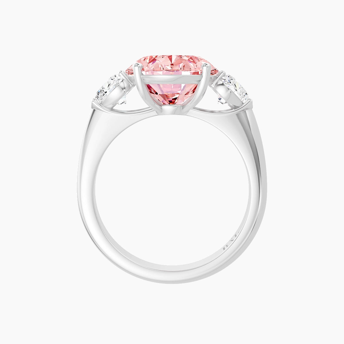 Classic Heart Trilogy | 18k White Gold 5 ct Oval Pink Lab Diamond Ring