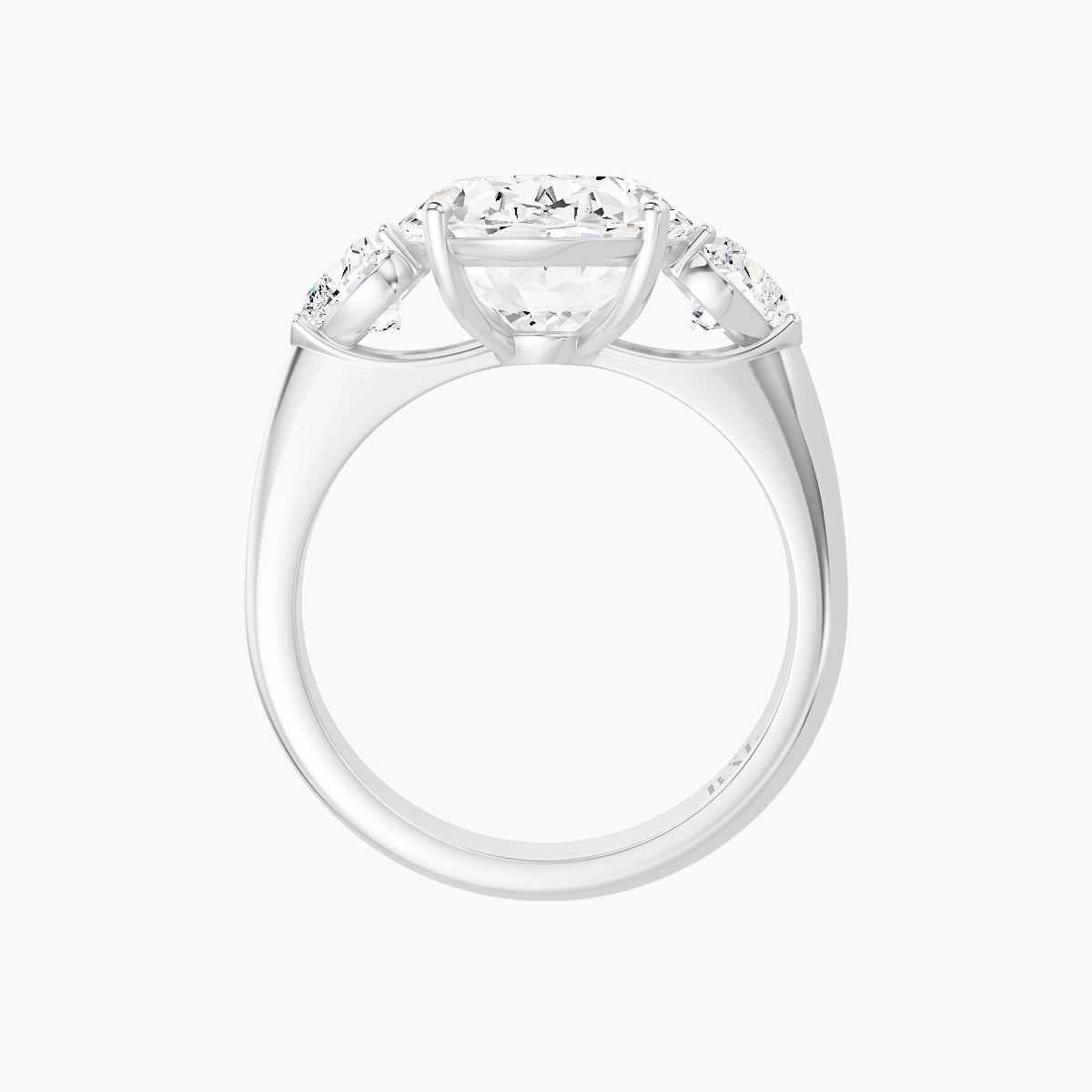 Classic Heart Trilogy | 18k White Gold 5 ct Oval White Lab Diamond Ring