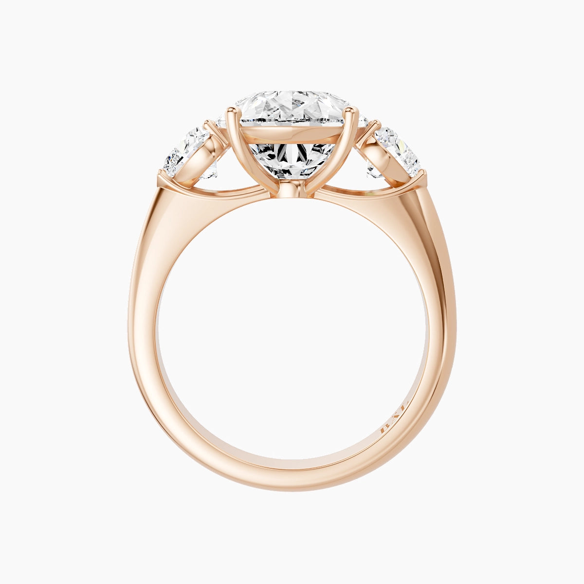 Classic Heart Trilogy | 18k Rose Gold 5 ct Pear White Lab Diamond Ring