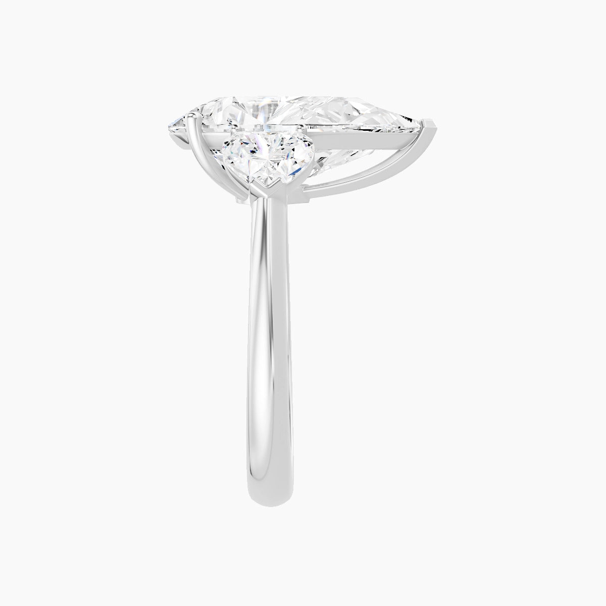 Classic Heart Trilogy | 18k White Gold 5 ct Pear White Lab Diamond Ring