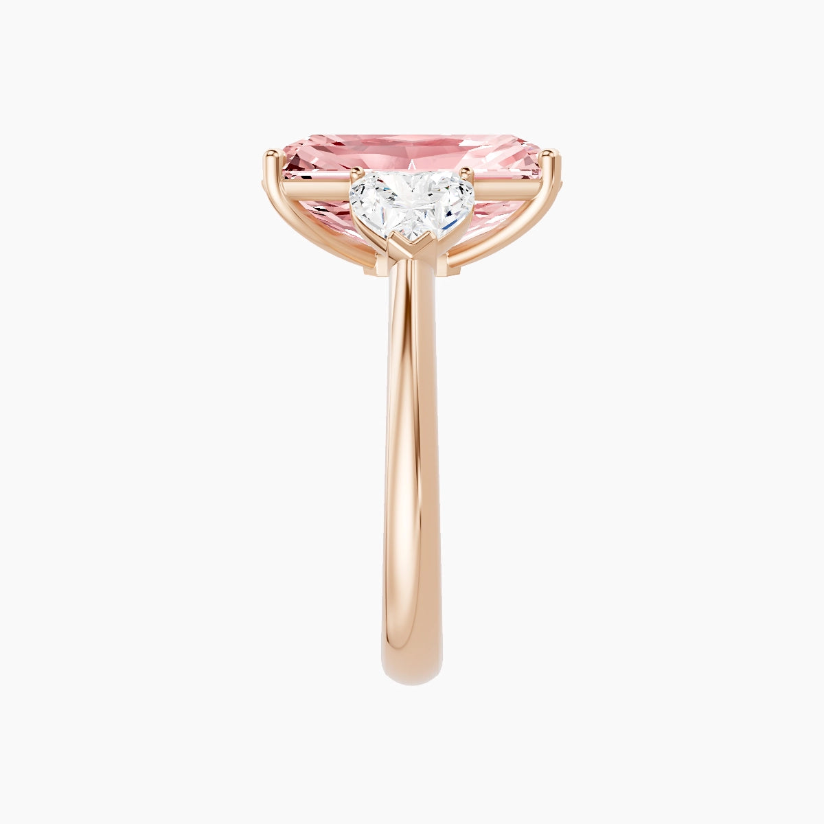 Classic Heart Trilogy | 18k Rose Gold 5 ct Radiant Pink Lab Diamond Ring