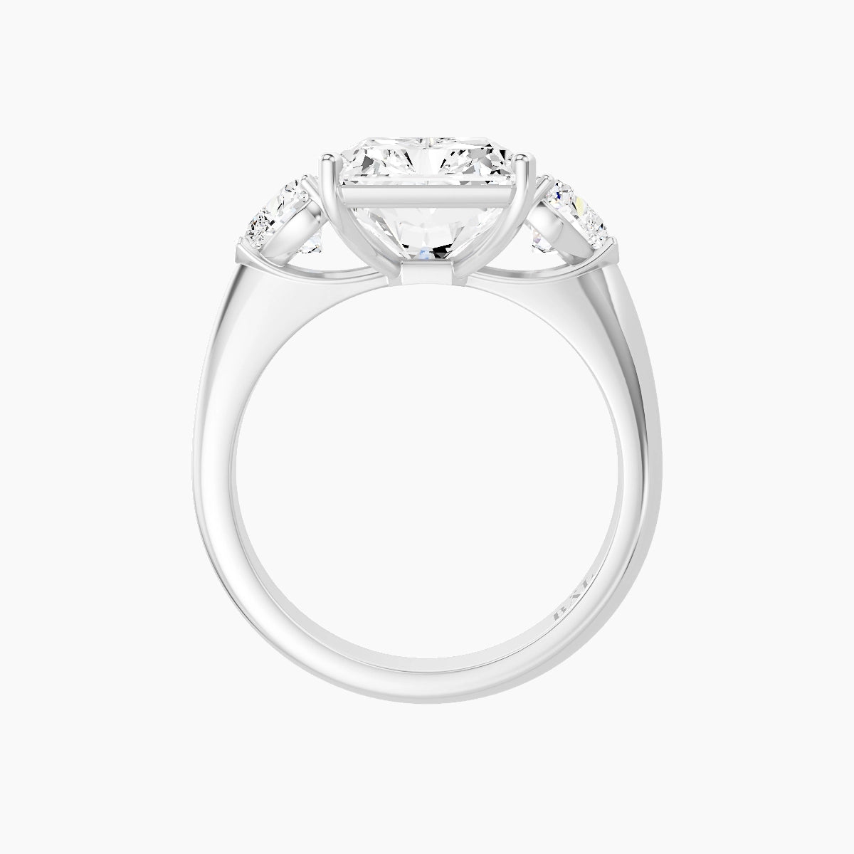 Classic Heart Trilogy | 18k White Gold 5 ct Radiant White Lab Diamond Ring