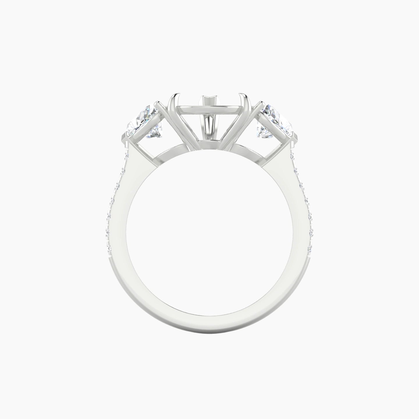 Pear Ring Setting | 18k White Gold Classic Heart Trilogy with Straight Shank View 2