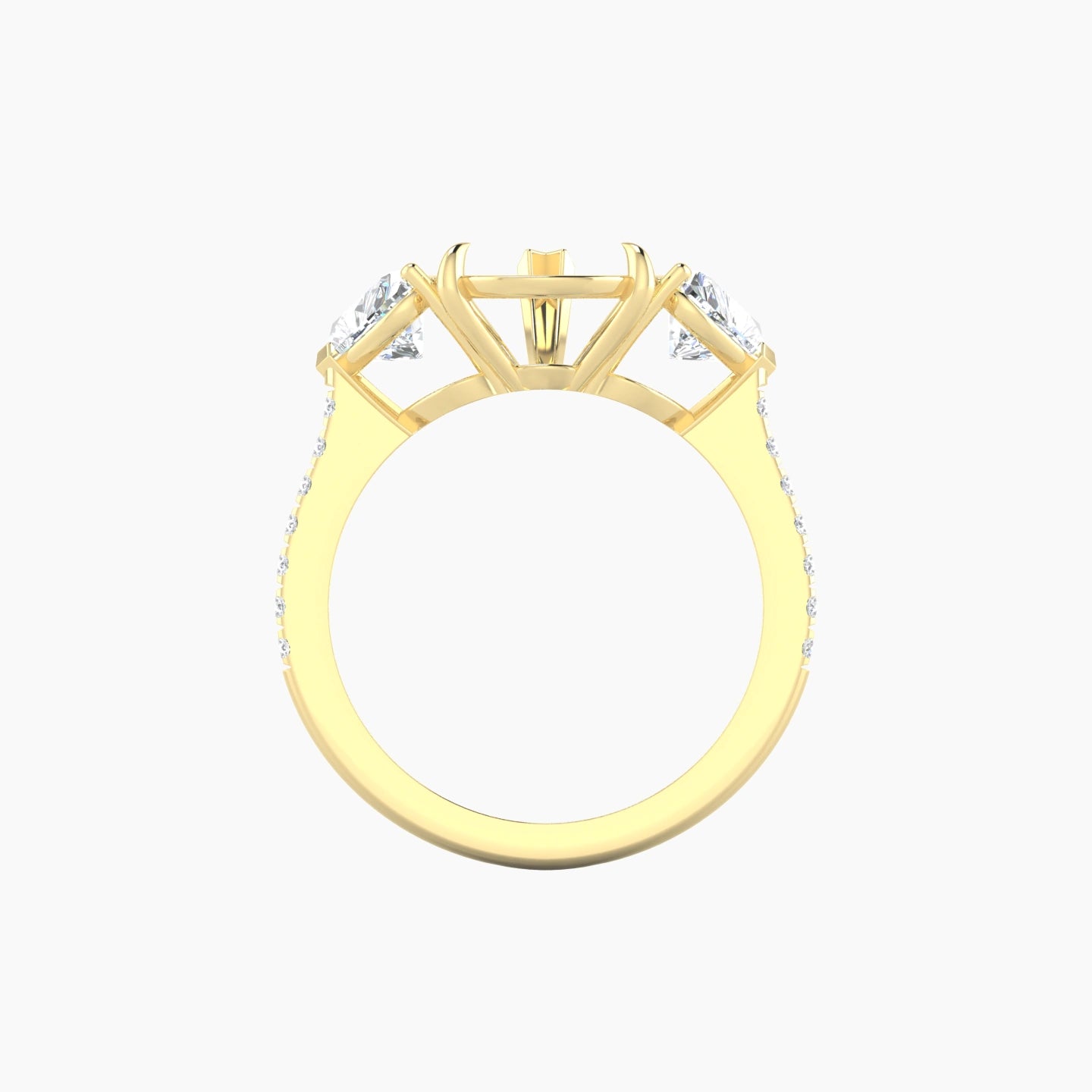 Pear Ring Setting | 18k Yellow Gold Classic Heart Trilogy with Straight Shank View 2