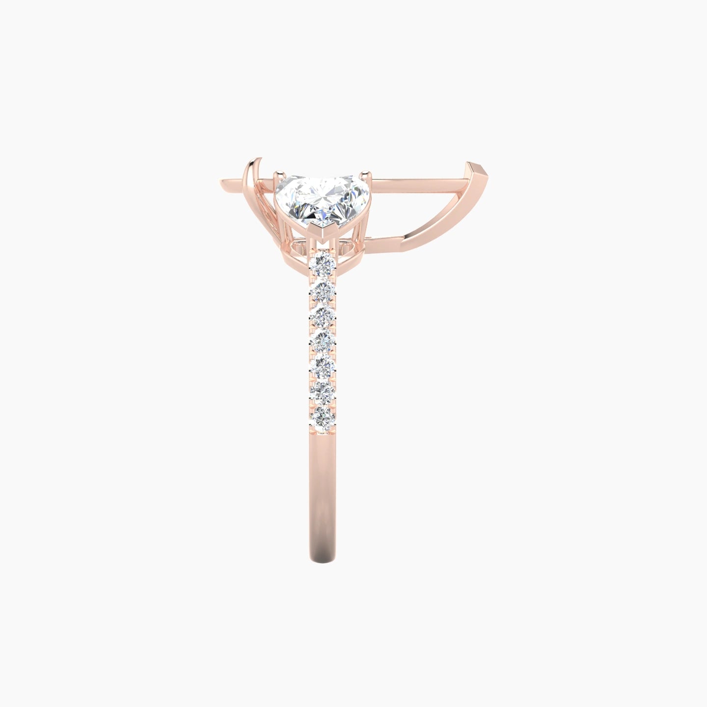 Pear Ring Setting | 18k Rose Gold Classic Heart Trilogy with Straight Shank View 3