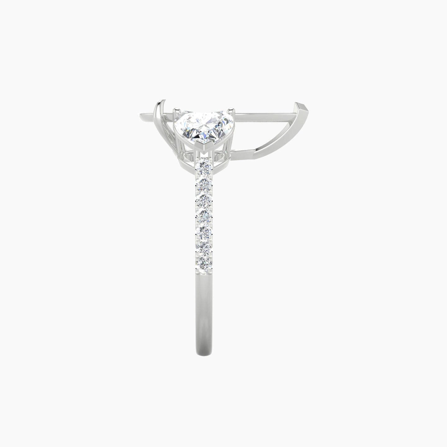 Pear Ring Setting | 18k White Gold Classic Heart Trilogy with Straight Shank View 3