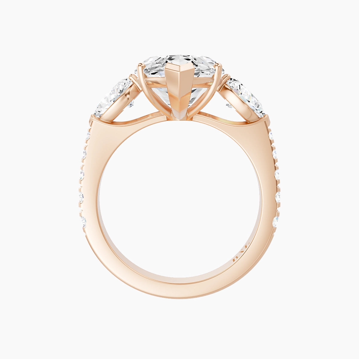 Classic Pear Trilogy with Reverse Shank | 18k Rose Gold 5 ct Marquise White Lab Diamond Ring