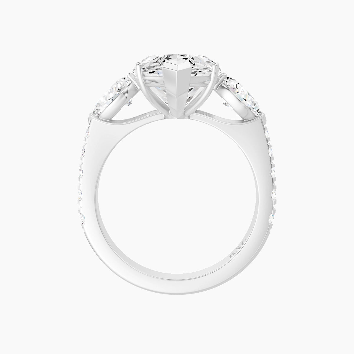 Classic Pear Trilogy with Reverse Shank | 18k White Gold 5 ct Marquise White Lab Diamond Ring