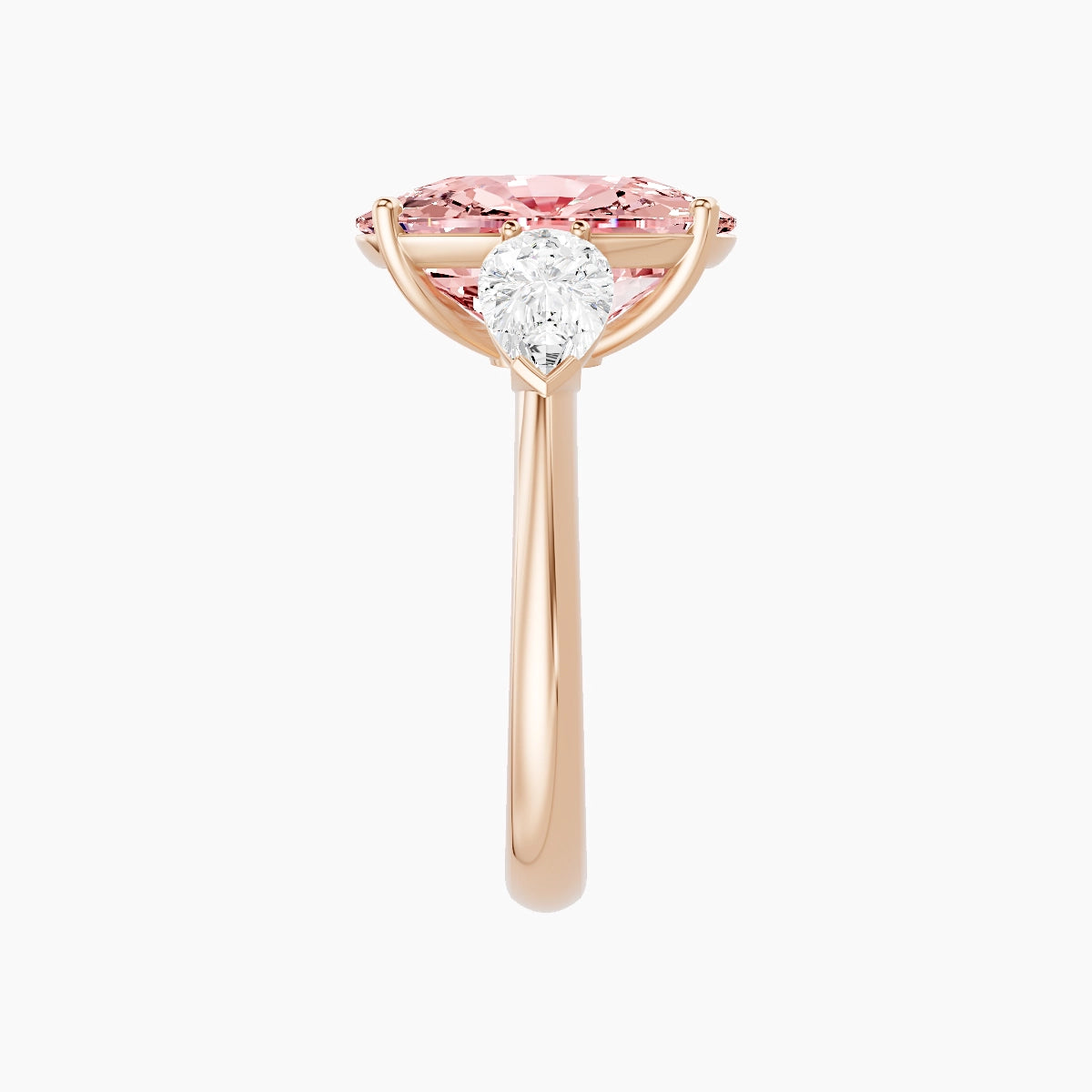 Classic Pear Trilogy | 18k Rose Gold 5 ct Cushion Pink Lab Diamond Ring