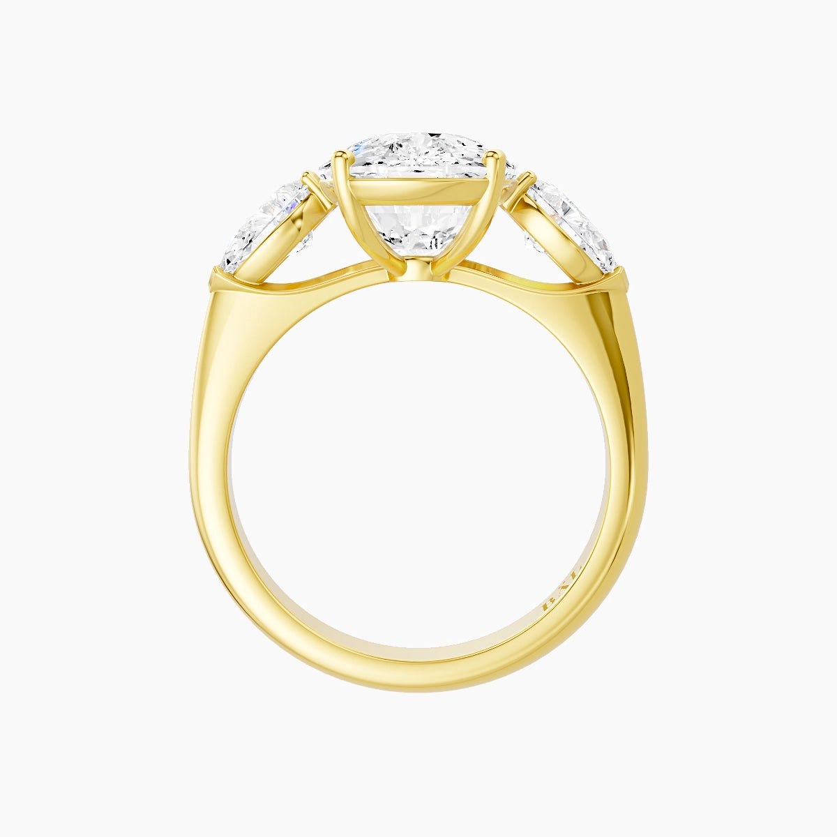 Classic Pear Trilogy | 18k Yellow Gold 5 ct Cushion White Lab Diamond Ring