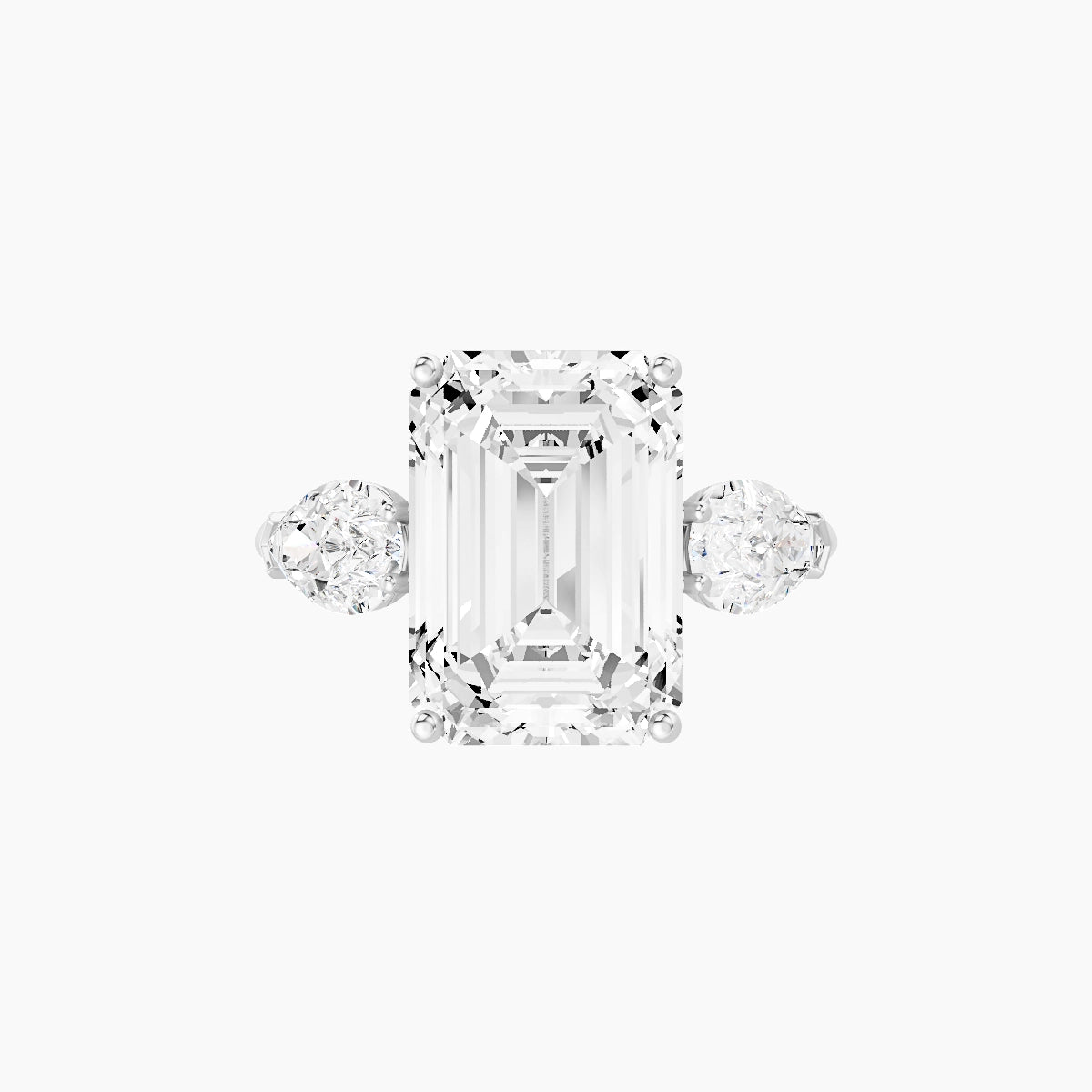 Classic Pear Trilogy | 18k White Gold 5 ct Emerald White Lab Diamond Ring