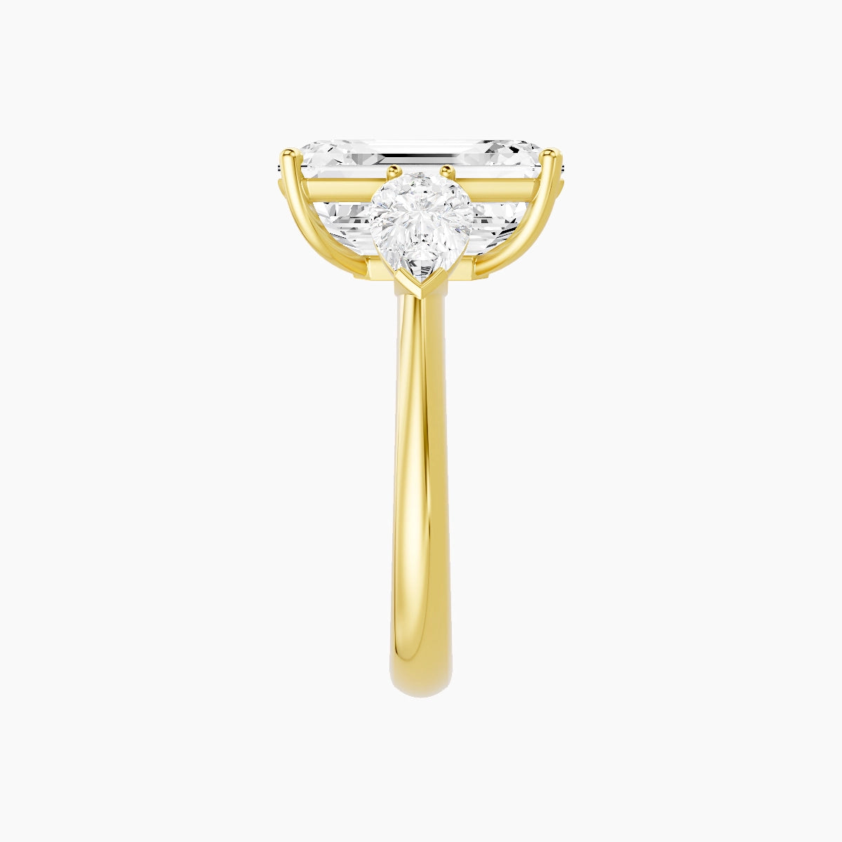 Classic Pear Trilogy | 18k Yellow Gold 5 ct Emerald White Lab Diamond Ring
