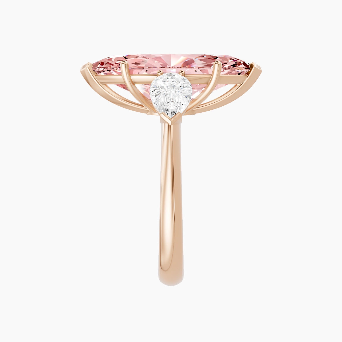 Classic Pear Trilogy | 18k Rose Gold 5 ct Marquise Pink Lab Diamond Ring