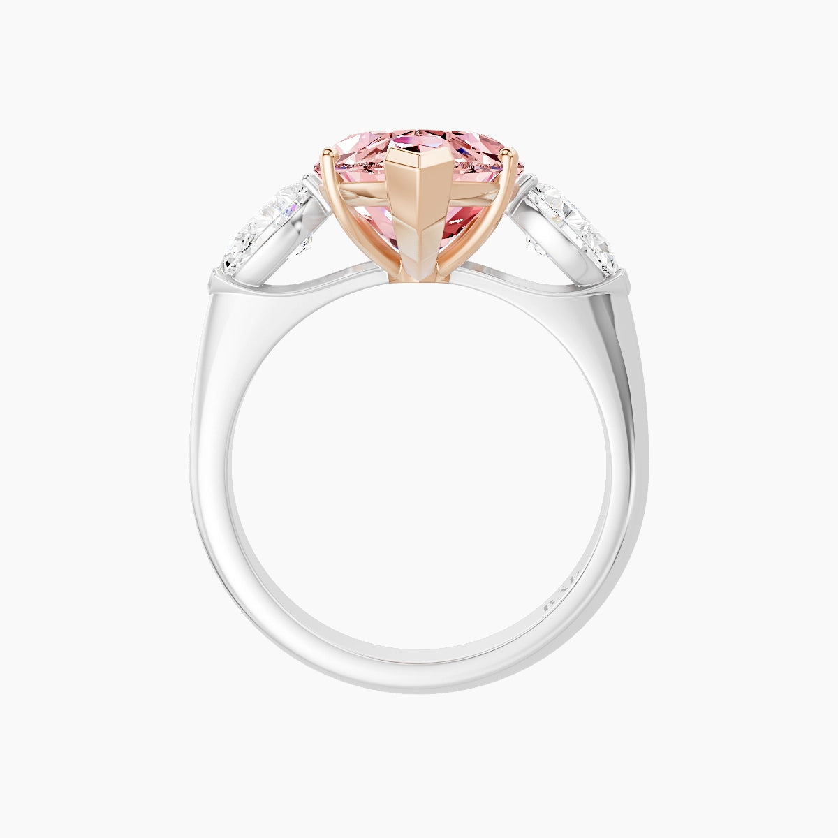 Classic Pear Trilogy | 18k White & Rose Gold 5 ct Marquise Pink Lab Diamond Ring
