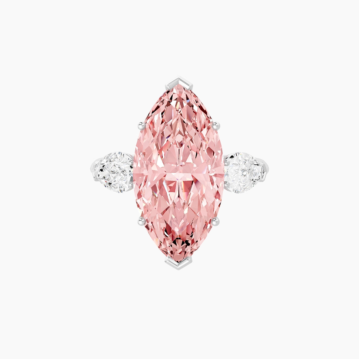 Classic Pear Trilogy | 18k White Gold 5 ct Marquise Pink Lab Diamond Ring